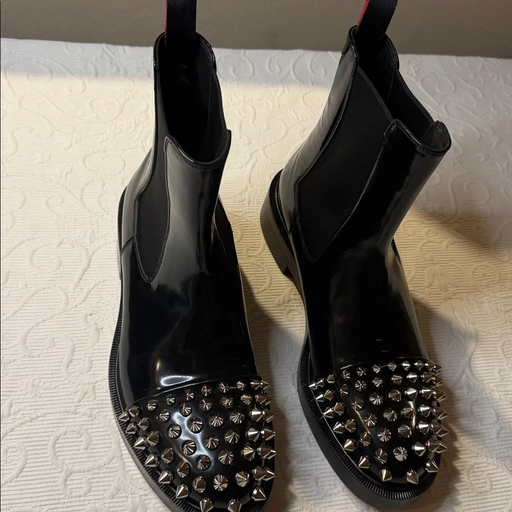 Christian Louboutin Melon Spike Chelsea Black Studded Boots - Picture 6 of 17